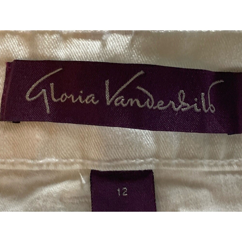 Gloria Vanderbilt Gabby Skimmer Size 12 White Denim Embellished Good Condition - Picture 10 of 16